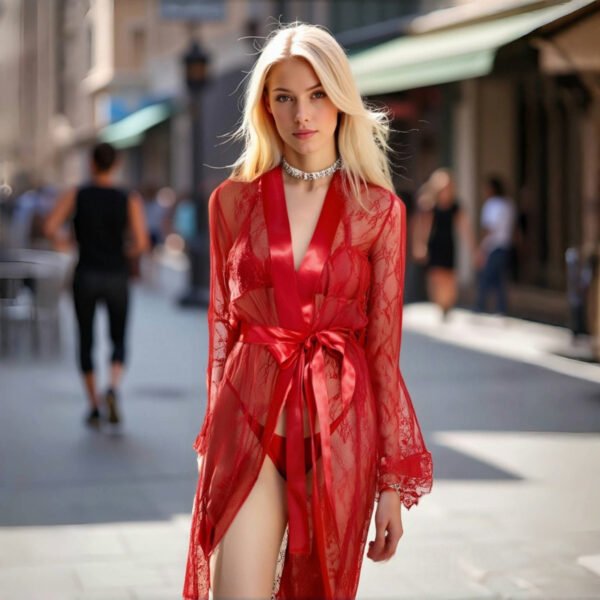 Velvet Noir Lace Robe - Image 3