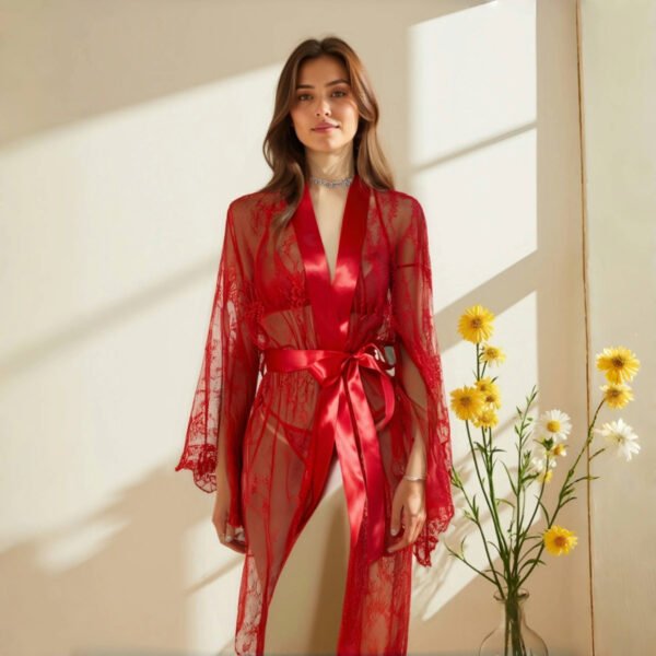 Velvet Noir Lace Robe - Image 4